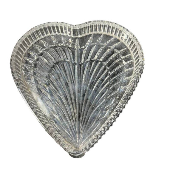 Signed Waterford Cut Crystal Heart Shaped Tray - Picture 2 of 6